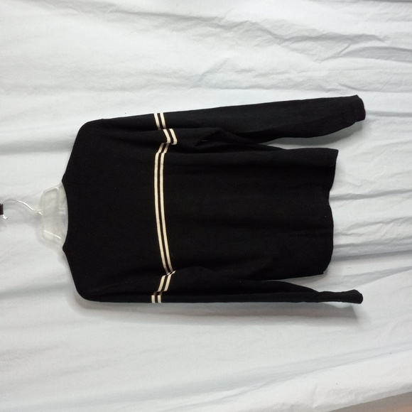 Banana Republic M V-Neck Sweater Black White Long Sleeeve Knit - Picture 8 of 9